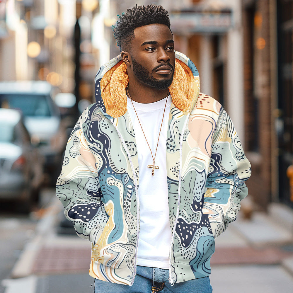 Men's Autumn And Winter Cotton Marble Texture jacket