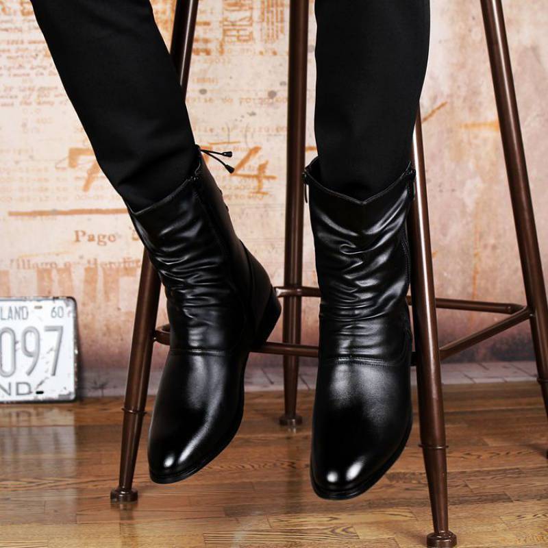 British Leather Pointed Men's Boots