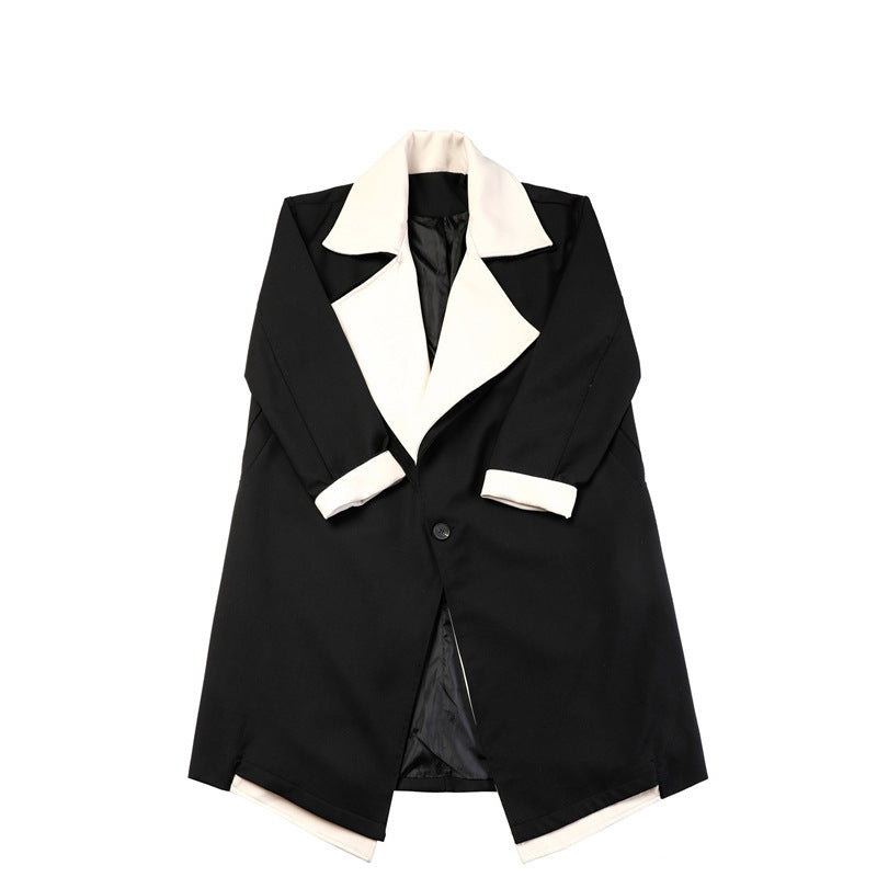 Large Lapel Mix And Match Bandage Dress Two-piece Suit Coat