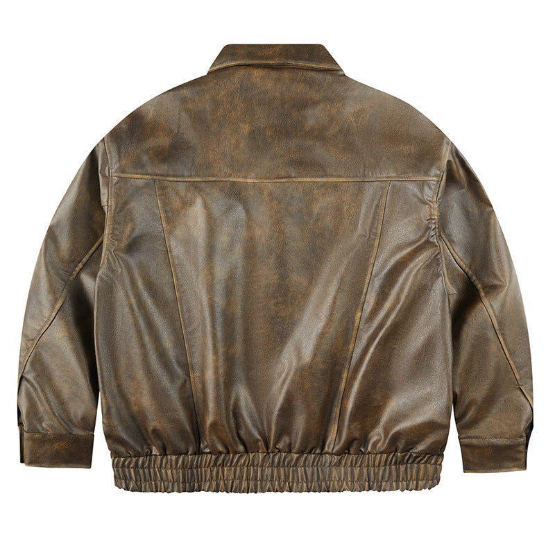 Retro Leather Men And Women Loose jacket