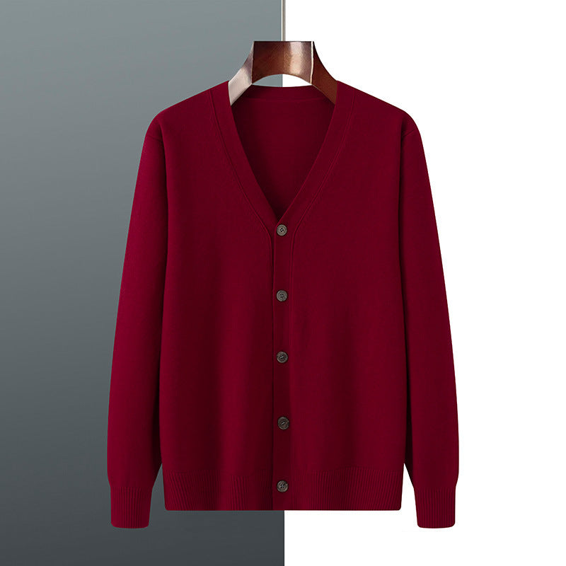 V-neck Knitted Cardigan Coat Men