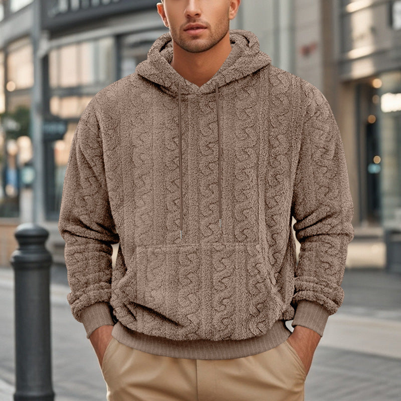 Men Hooded Jacquard Plush Sports And Leisure hoodie