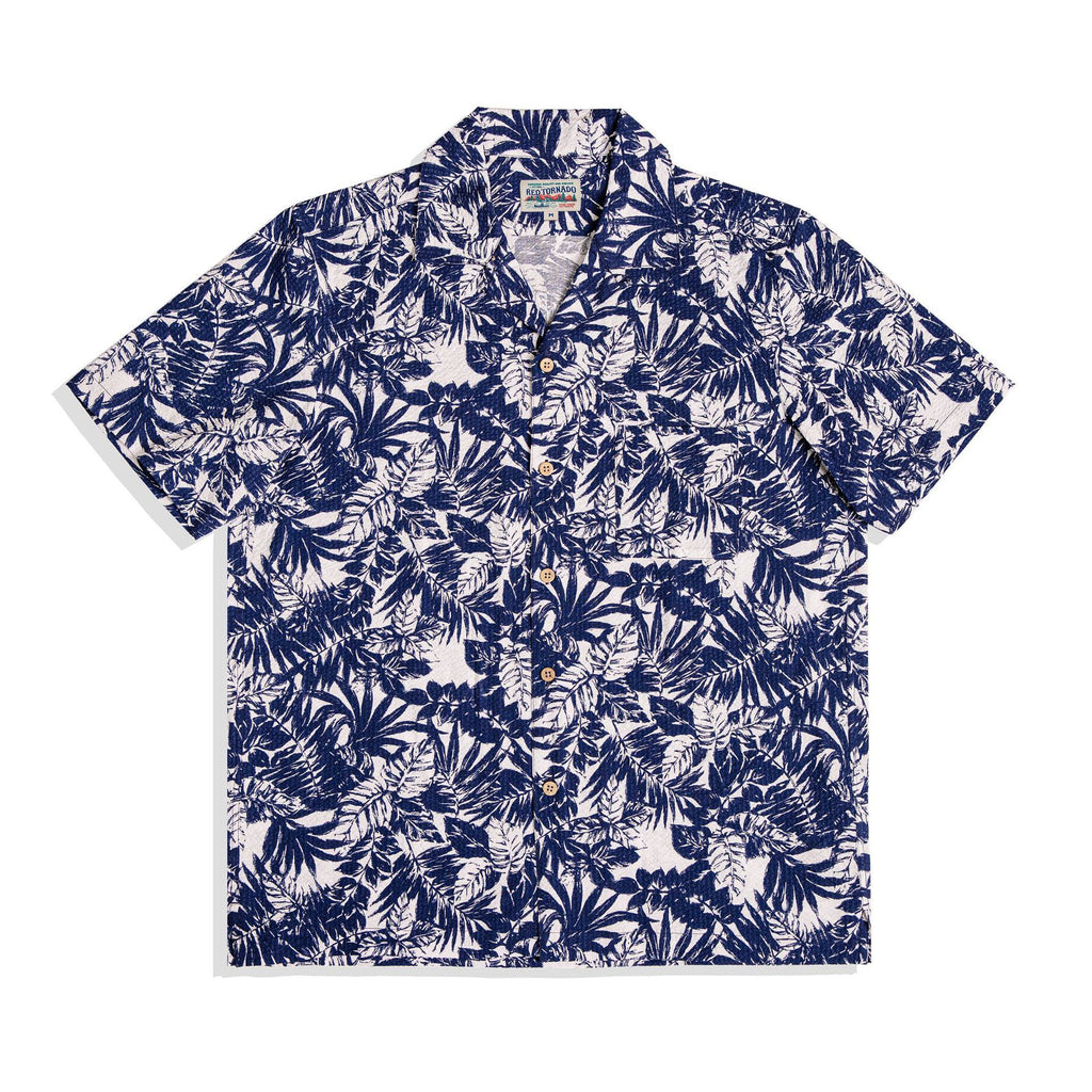 Vintage Printed Seersucker Cuban Collar Shirt