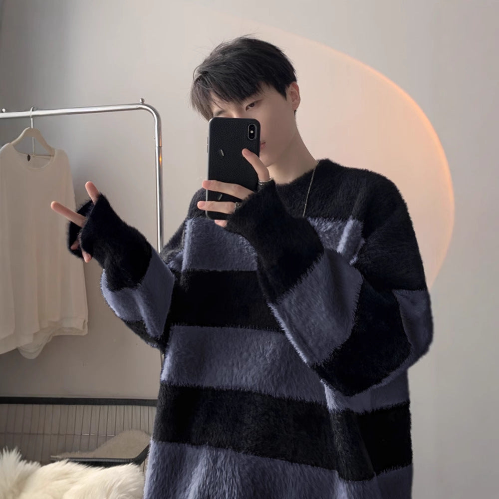 Black And White Striped Sea Sweater Men