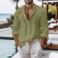 Men's Solid Color Cotton Linen Shirt