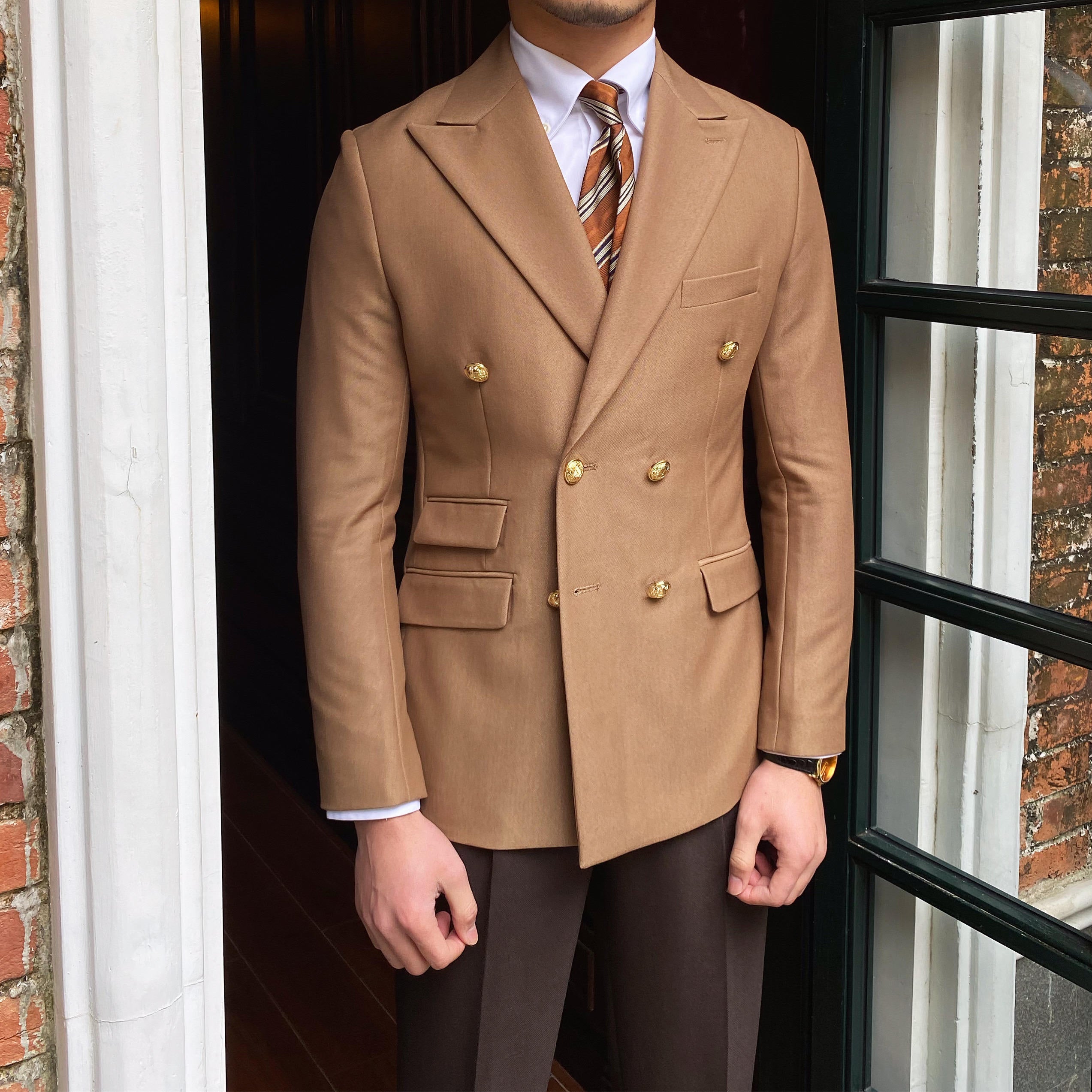 Business And Leisure Double Row British Blazer Jacket Men's Retro Suit