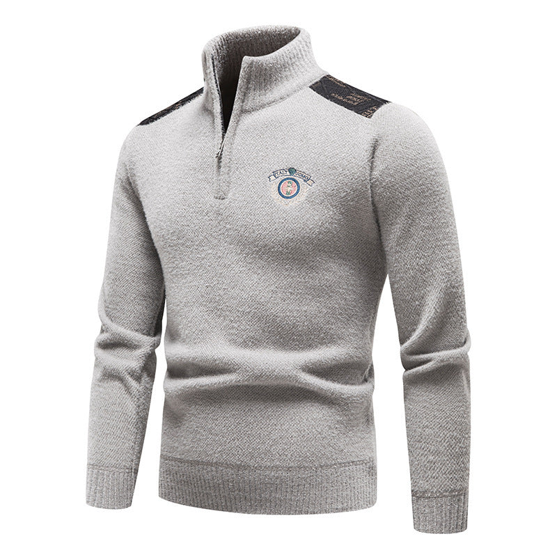 Velvet Stand Collar Thickened Men's Sweater