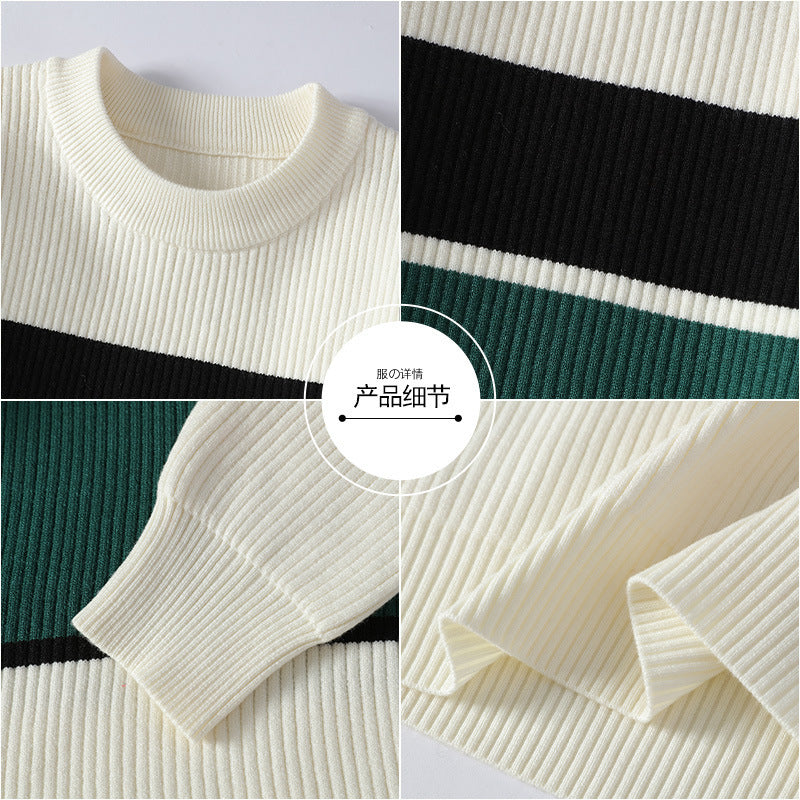 Color Contrast Striped Thickened Jumper sweater