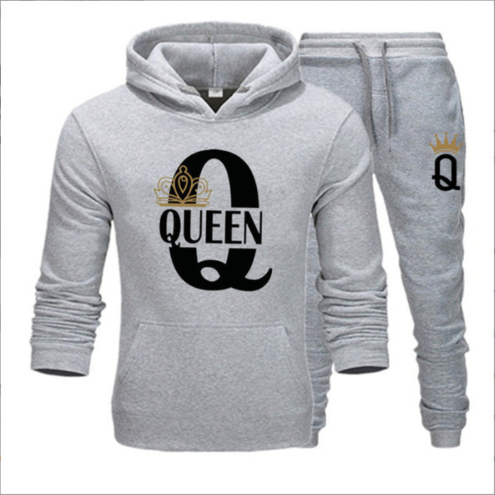 Men's Sweater KING QUEEN Loose Casual Hooded Printed Couple Suit