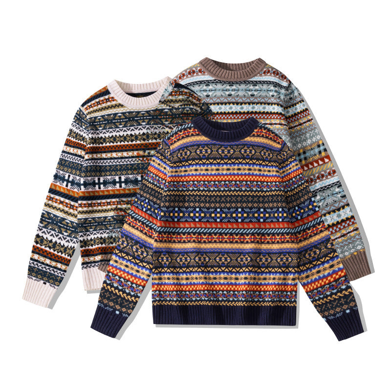 British Retro Crew Neck Pullover Sweater