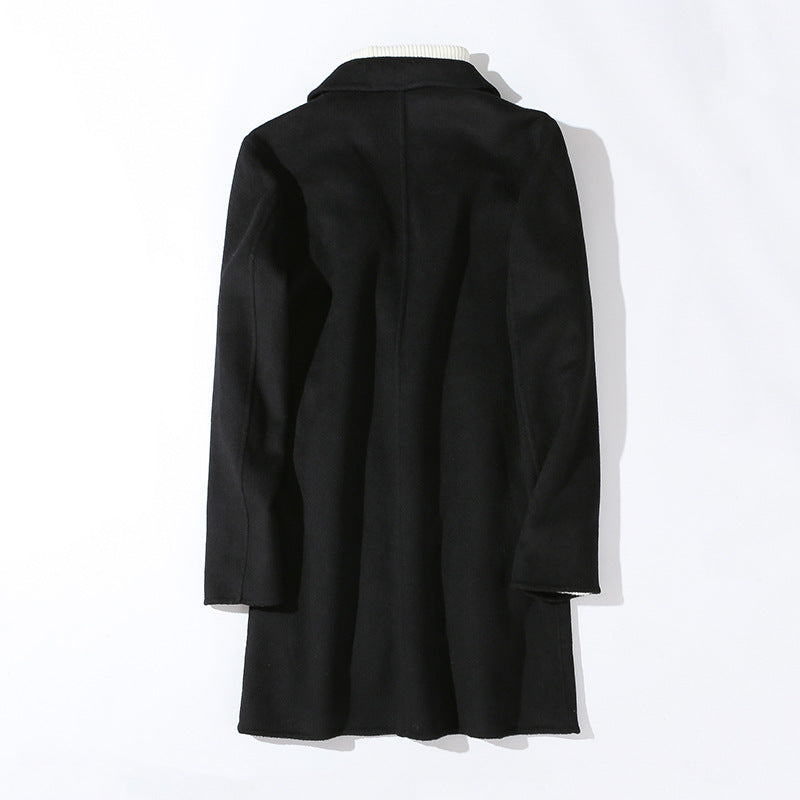Business Handmade Seamless Wool Trench Coat Long