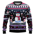 Christmas Snowman Elderly Printed Holiday Party Round Neck Sweater