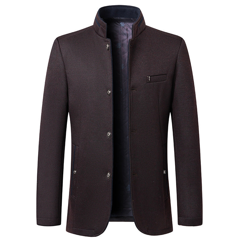 Business Stand Collar Woolen Coat