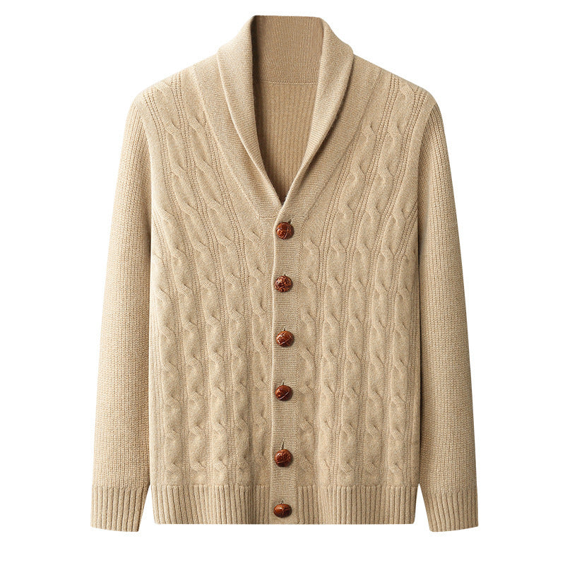 Men's Thickened Coat Twisted Collar Button Knitwear sweater