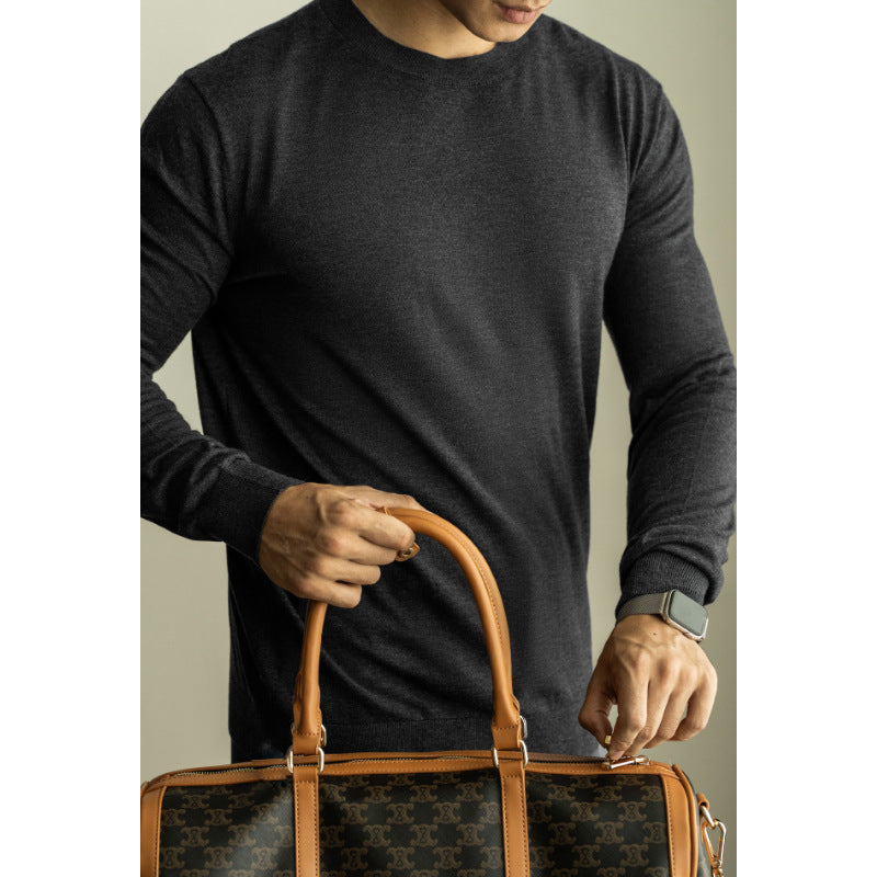 Wool Mulberry Silk Men's Knitted Long Sleeve sweater