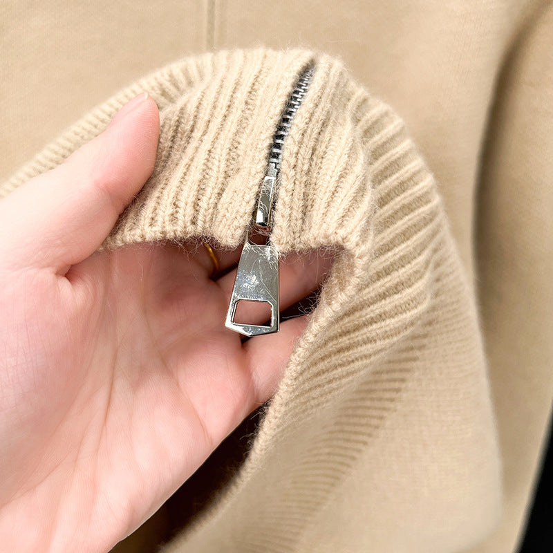 Men's High-end Stand Collar Knitted Zipper Cardigan Thickened sweater