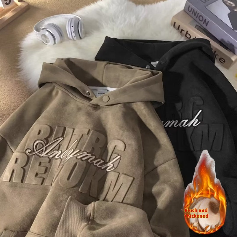 Suede Heavy Sweater American Retro hoodie