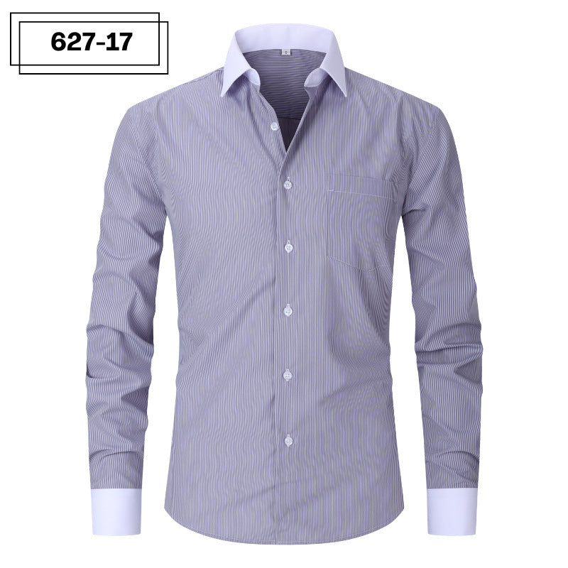 Men's Casual American-style Long-sleeved Striped Shirt
