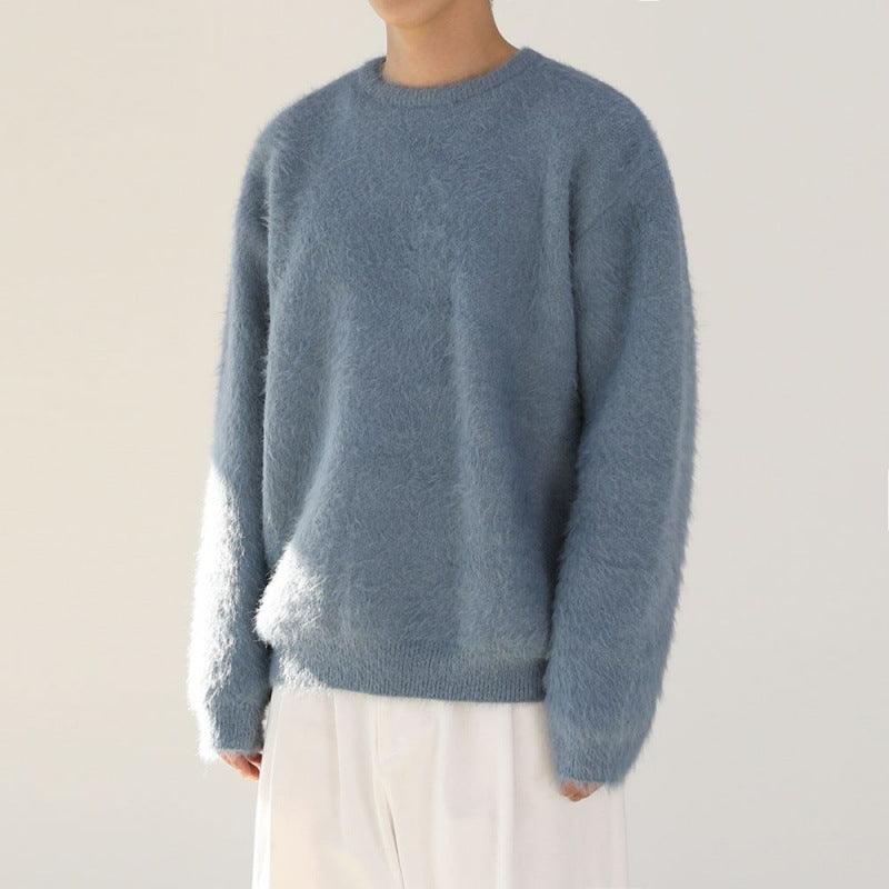Winter Thick Round Neck Mohair sweater men