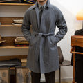 Japanese Leisure Mid-length Herringbone Wool Slim Fit trench Coat