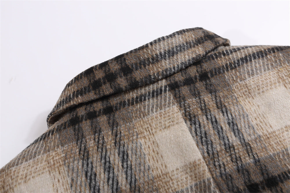 Checked Woolen Coat Men