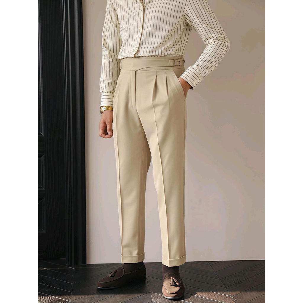 British Retro Business Casual Paris Buckle Suit Pants Men