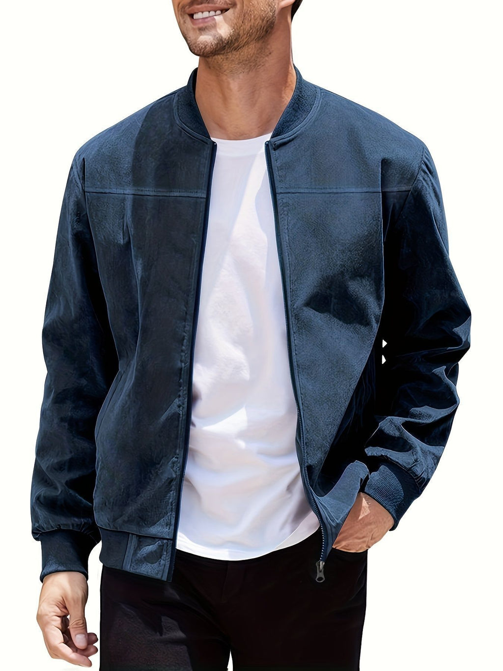 Men's Casual Plus Size Suede Zipper Men's Jacket