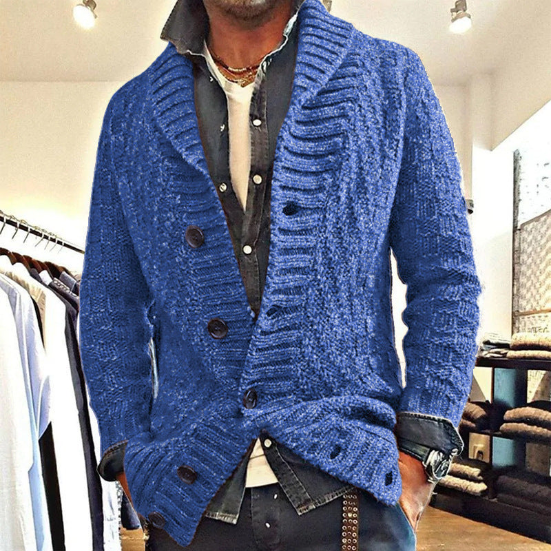 Polyester Men's Long-sleeved Thick Needle Sweater