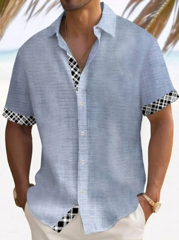 Beach Striped Shirt Short Sleeve Men