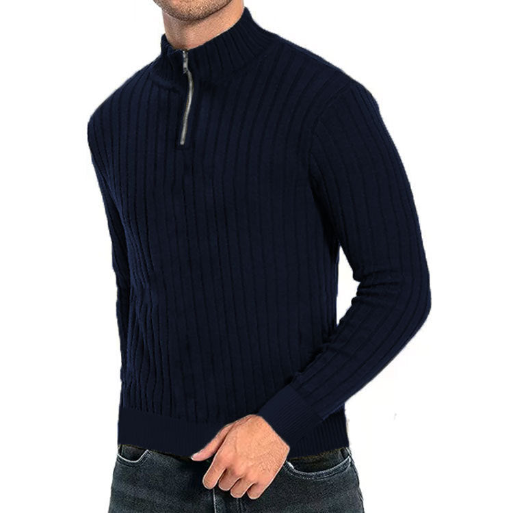 Leisure Pullover Men's Half-high Collar Zip Sweater