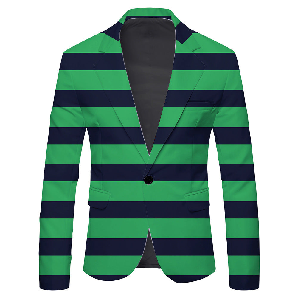 Men's Single Row One Button Polka Dot Printing Casual Suit Jacket