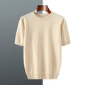Men's Round Neck Knitted Sweater With Short Sleeves