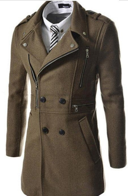 Multi Zipper Fitted Trench Coat