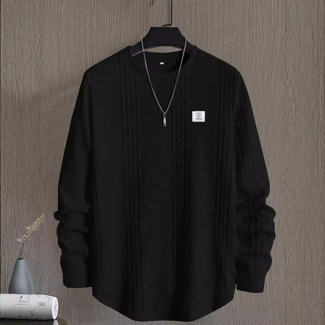 Men's Letter Chest Detail Casual Loose Round Neck Pullover Long Sleeve sweater