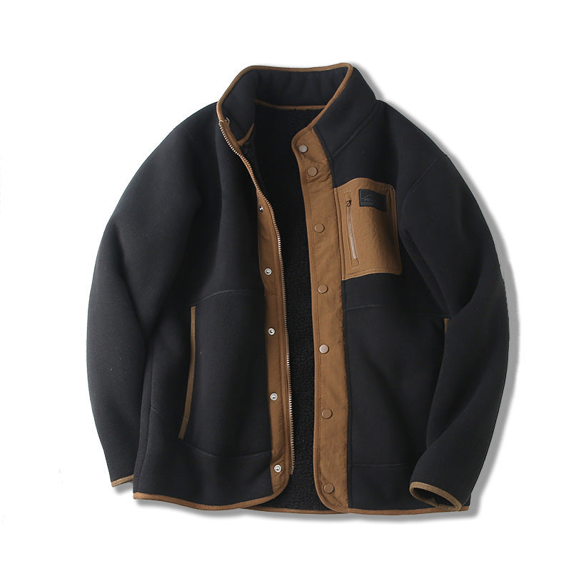Fleece-lined Thickened Stand Collar Jacket