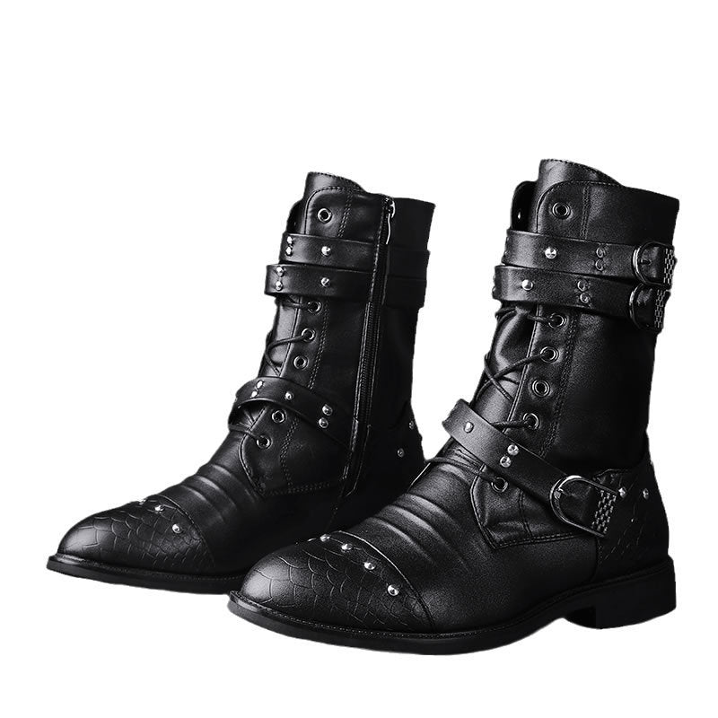Middle Tube Leather Boots Ceremonial Motorcycle Men's Martin boots