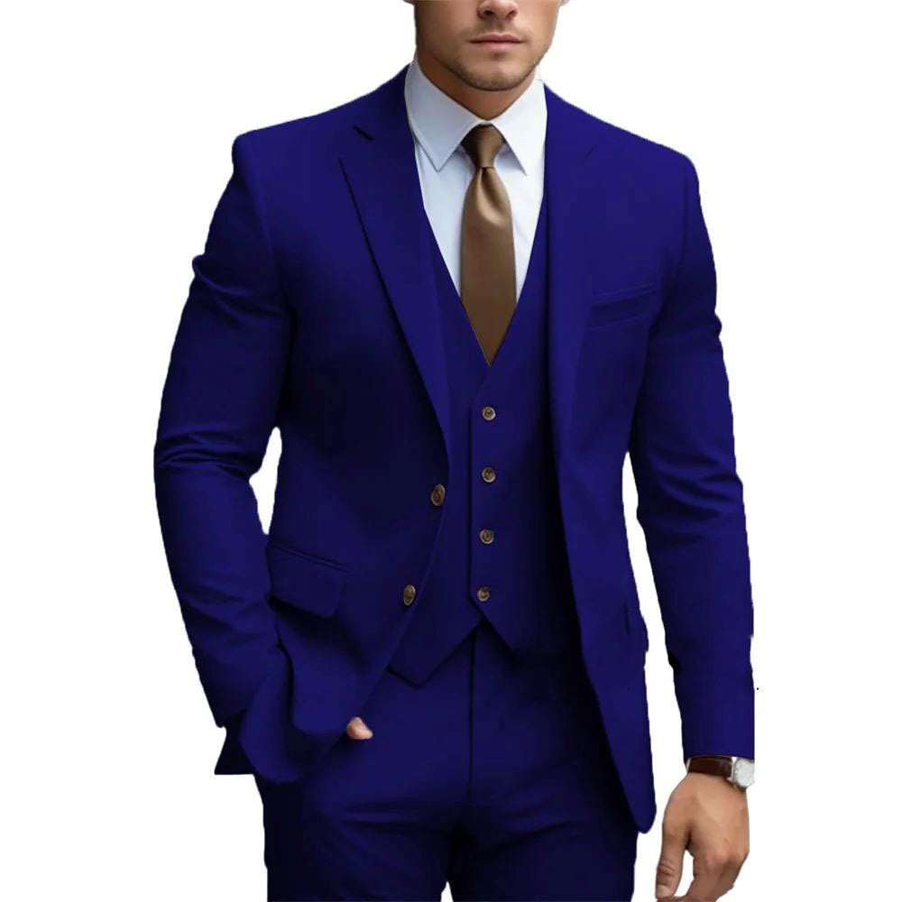 Business Casual Men's Three-piece Suit For Bridegroom Wedding