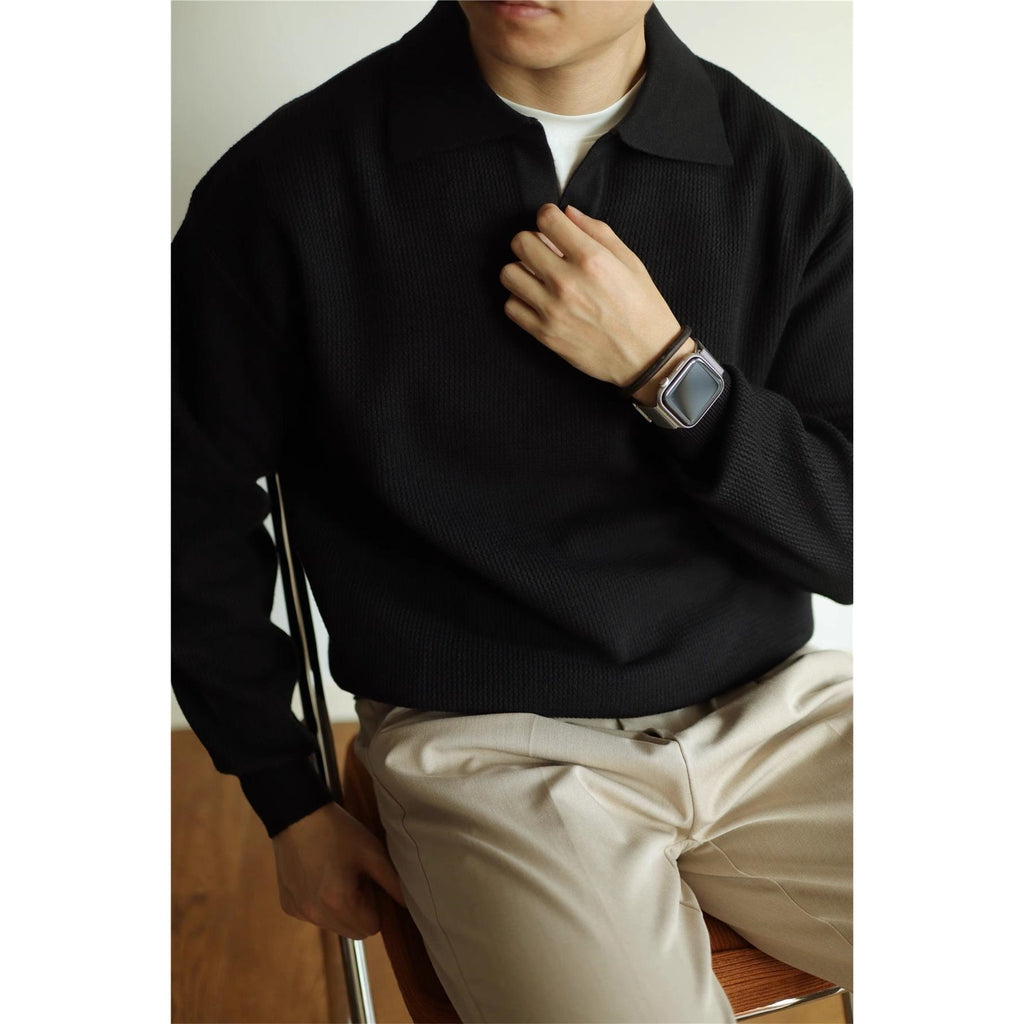 Lapel Warm Men's Long Sleeve Base sweater