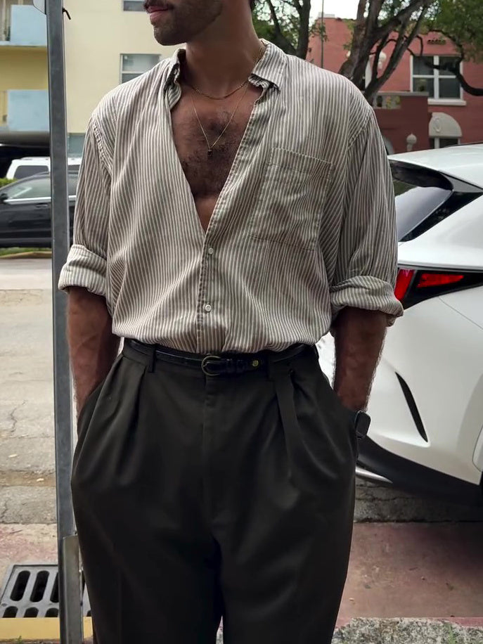 Striped Linen Button-Down Shirt