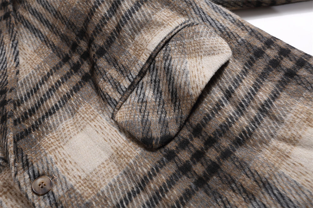 Checked Woolen Coat Men
