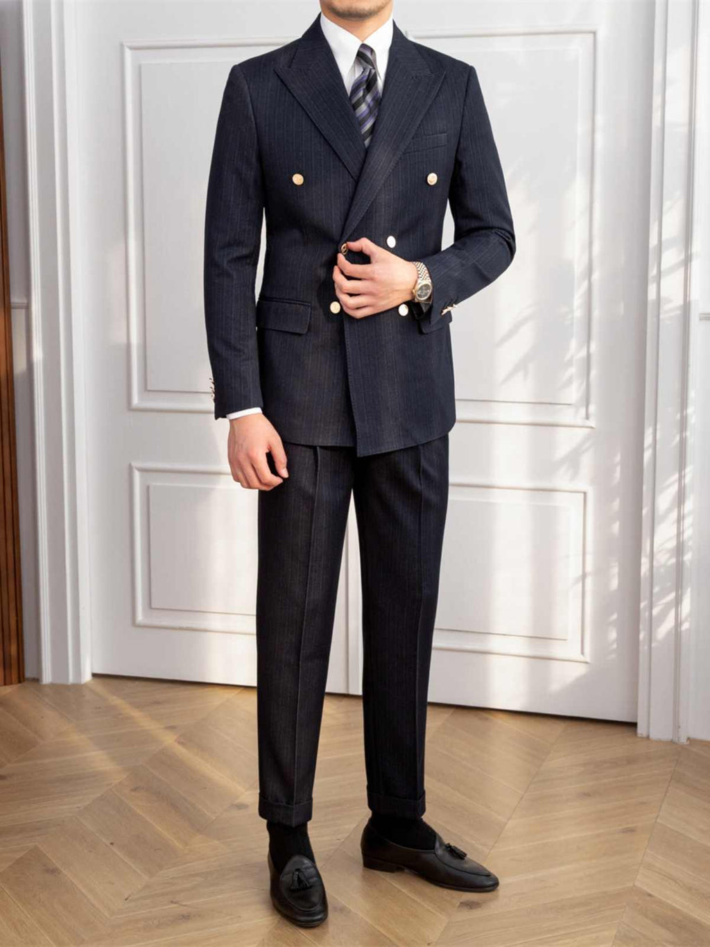 Autumn Style Double Breasted Slim Fit Suit