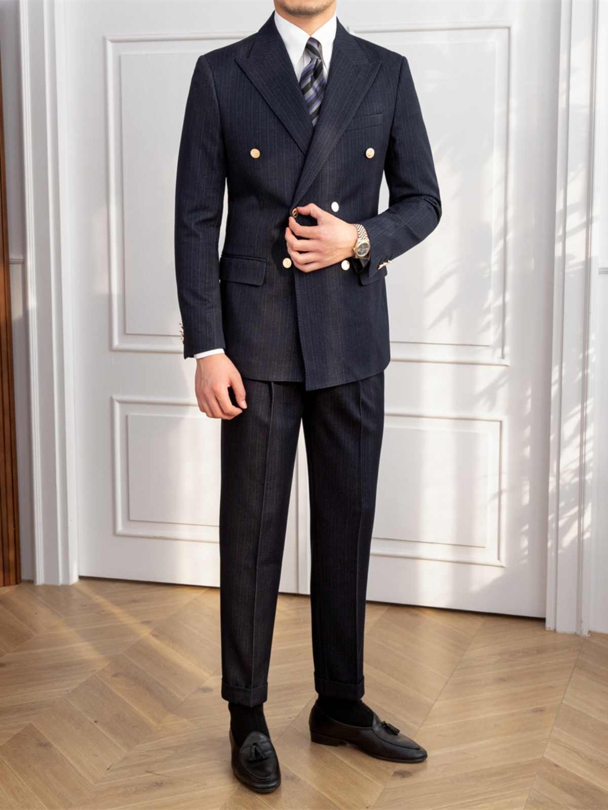 Autumn Style Double Breasted Slim Fit Suit