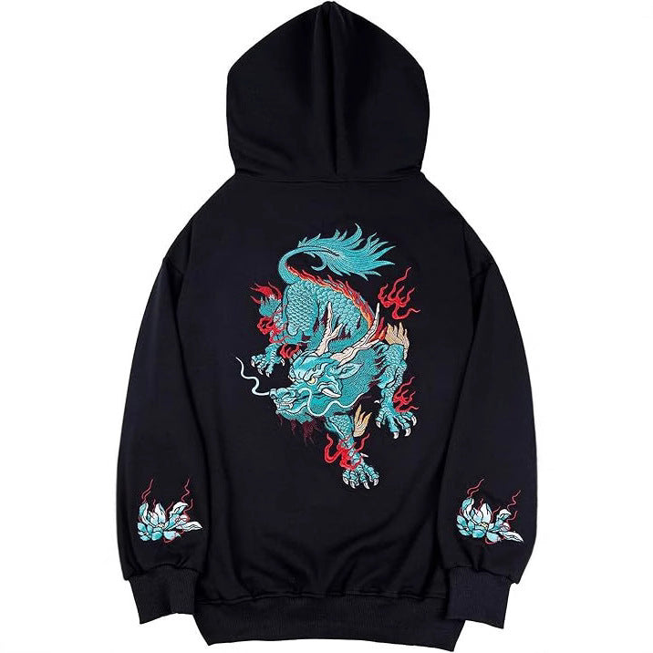 Men's Dragon Printed Heavy Pattern Hoodie