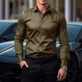 Business Lapel Solid Color Long Sleeve Casual shirt