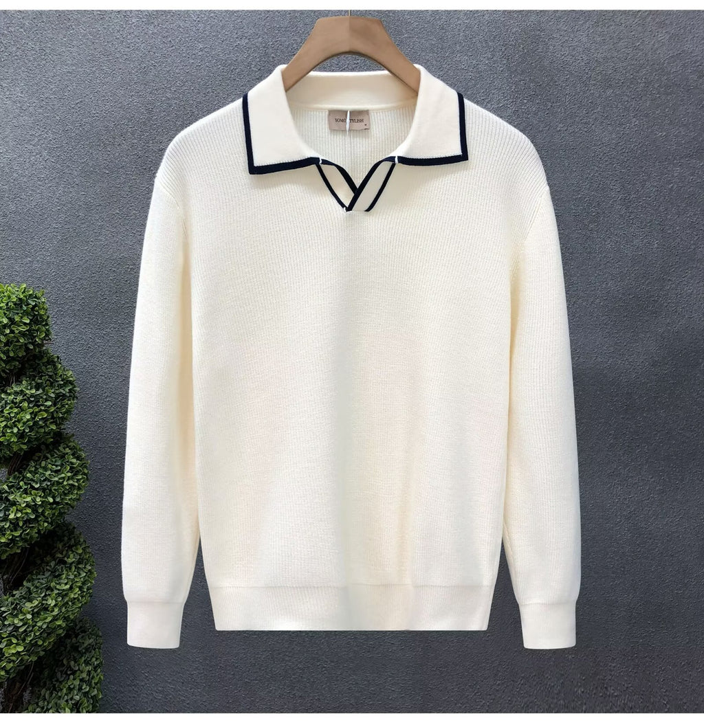 Lightly Mature Casual Polo Collar Sweater Men