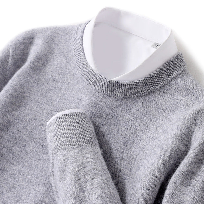 Men's Pure Wool Round Neck Autumn And Winter Knitted Sweater