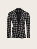 Houndstooth Leisure Suit Trendy Tops Slim-fit Plaid Suit