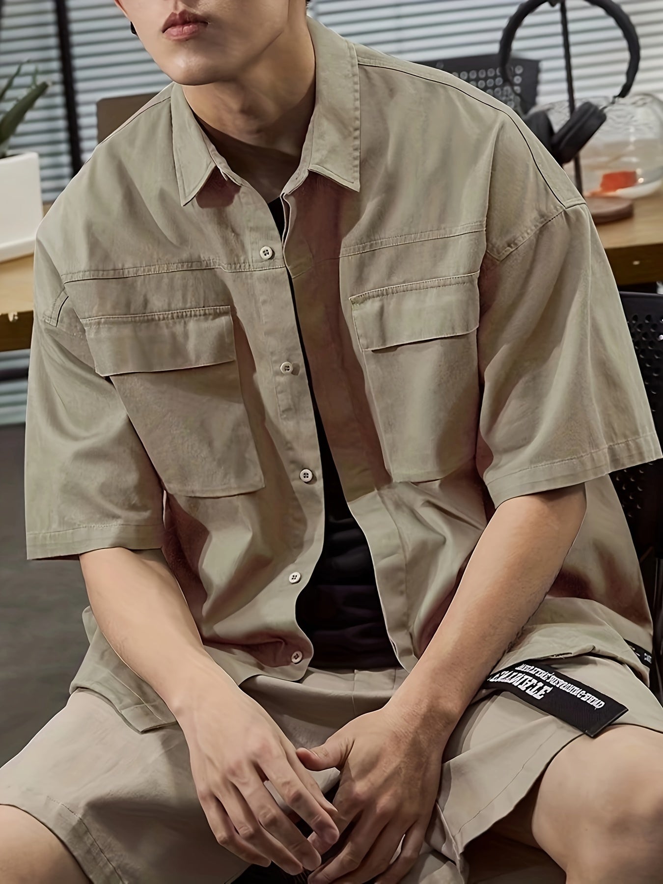 Men's Casual Workwear Short Sleeve Simple Shirt