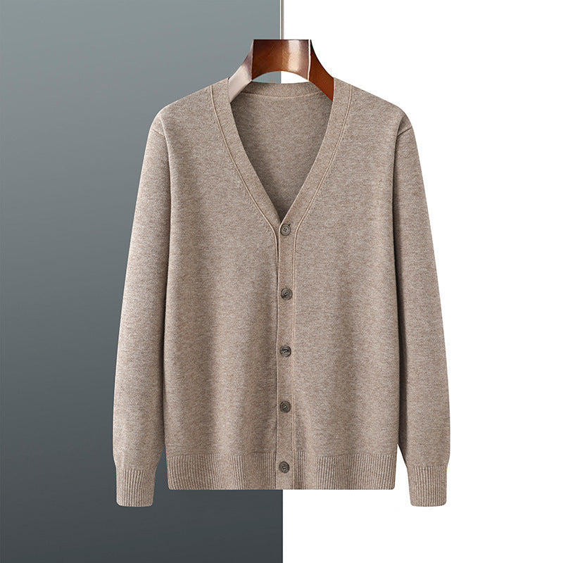 V-neck Knitted Cardigan Coat Men