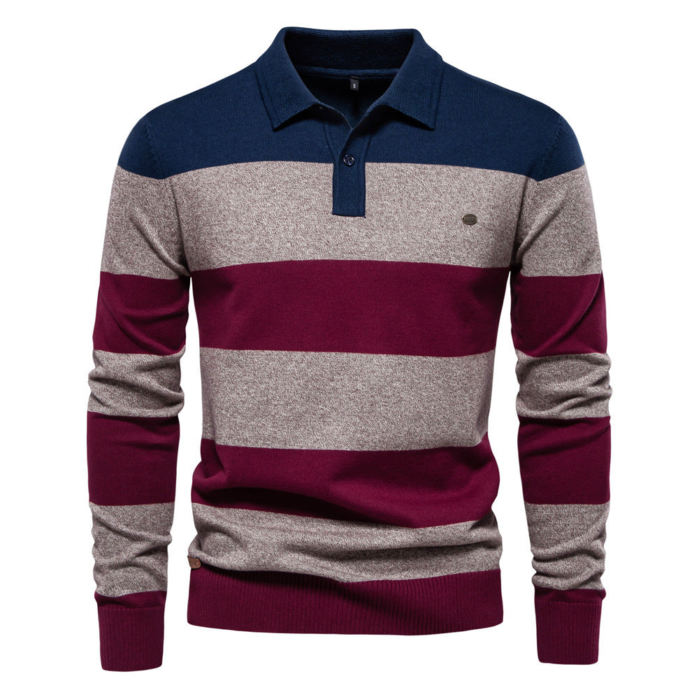 Men's Long Sleeve Polo Collar Sweater